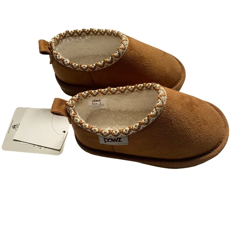 Pawz by Bearpaw Kids Chestnut Brown Faux Fur Lined Slippers Size 5 Toddler NWT